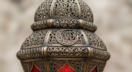 Arabic lanterns in the courtyard of the mosque, close up