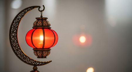 Beautiful decorative lamp in the interior of the mosque.