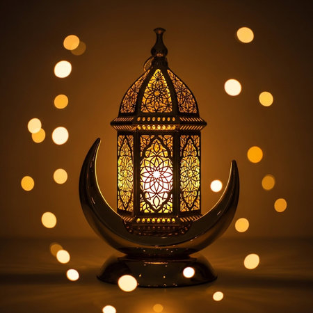 Ramadan Kareem background. Arabic lantern and bokeh lights
