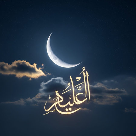Ramadan Kareem greeting card with crescent moon and starry skyの写真素材