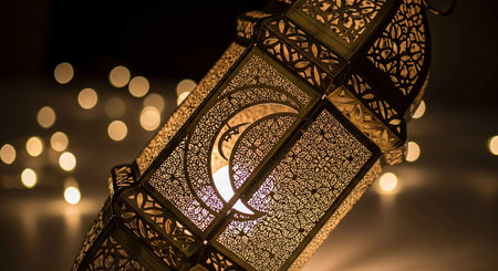 Lantern with beautiful bokeh background.の写真素材