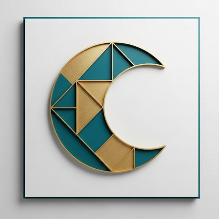 Golden crescent moon on white background. 3d renderingの写真素材