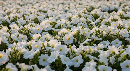 White petunia flowers in the garden. Natural background. Selective focus.の写真素材