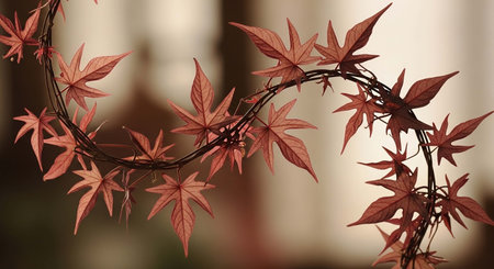 Maple leaves in the autumn forest. 3d render illustration.