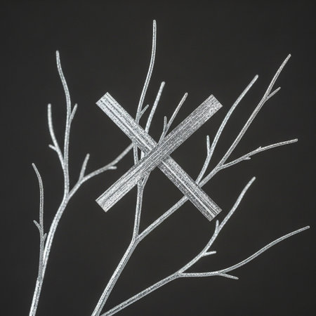 Chalk drawing of a cross on a blackboard.の写真素材