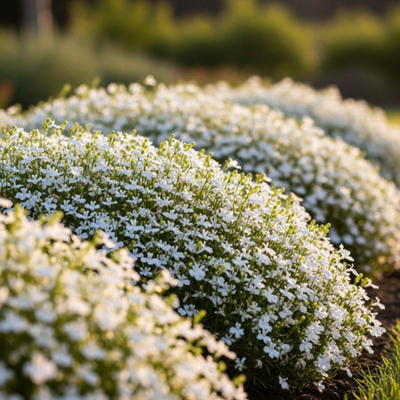 White flowers in the garden. Selective focus. Shallow depth of fieldの写真素材