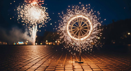 Fireworks in the night city. Fireworks in the night city.の素材