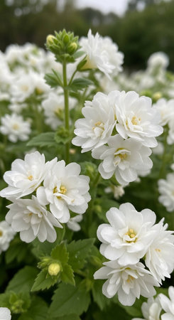 Beautiful white flowers in the garden close-up. Nature background