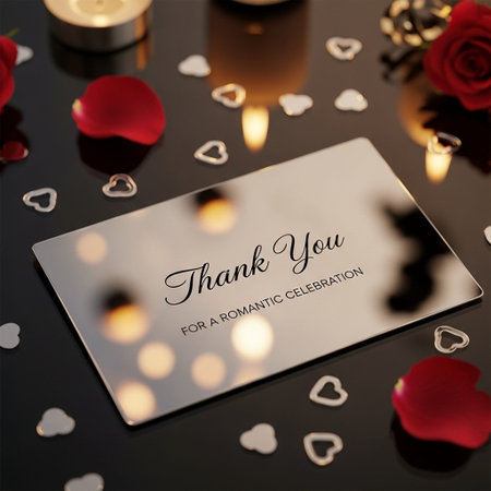 Valentine's day greeting card with rose petalsの写真素材