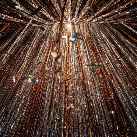 abstract background with lights and tinselの写真素材