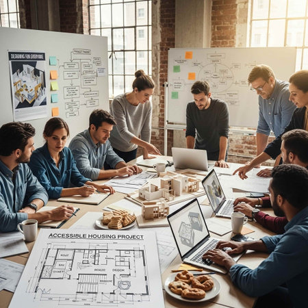 Group of young architects working on a project together in a modern officeの写真素材