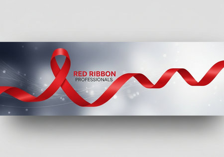 World Aids Day background with red ribbon. Vector Illustration.の写真素材