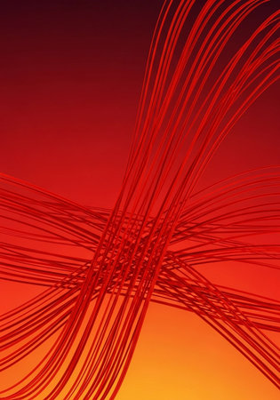 abstract background with curved lines in red, orange and yellow colorsの写真素材