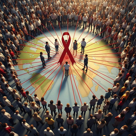 Aids Awareness Red Ribbon Symbol World Aids Day Concept 3D Renderingの写真素材