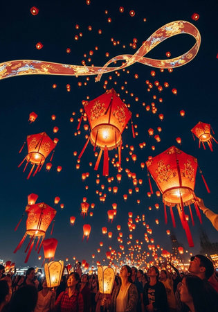 Chinese New Year lantern festival in Chiang Mai, Thailand.の写真素材