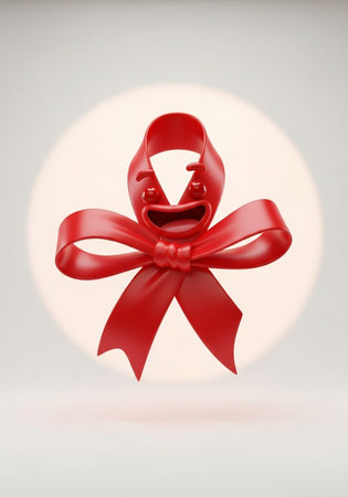 Red ribbon bow on a white background. 3d render image.の写真素材