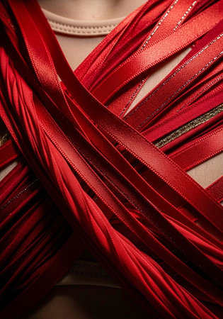 Close-up image of a woman's body in red belt