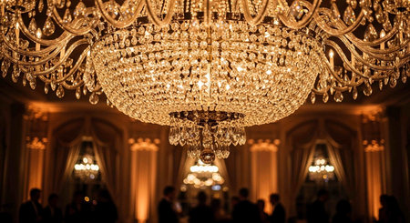 Luxury crystal chandelier in the interior of the roomの写真素材