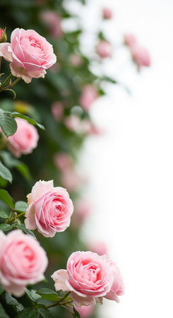 pink roses in the garden, shallow depth of field, selective focusの写真素材