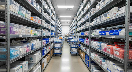 Shelves and shelves full of products in Milan.
