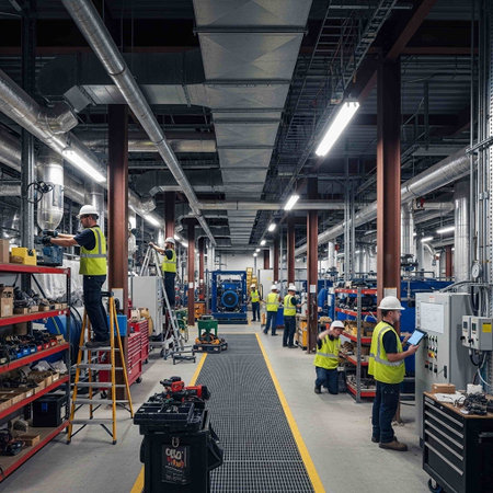 Factory workers working in a factory.
