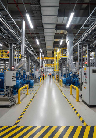 Interior of a modern factory for the production of electric power equipmentの写真素材