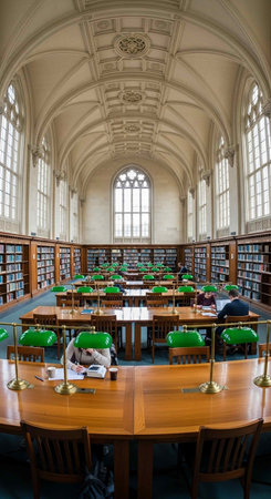Unidentified people in the public library of the University of London.の写真素材