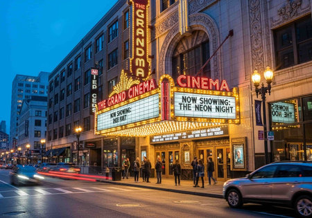 View of the Theatre at night.の写真素材