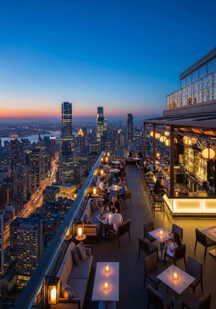 View of Chicago downtown at dusk.