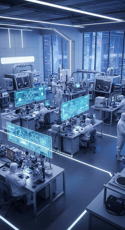 Medical equipment in a modern hospital, toned image, blue tone