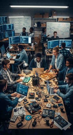 Multiethnic group of software developers working together in a software development studioの写真素材