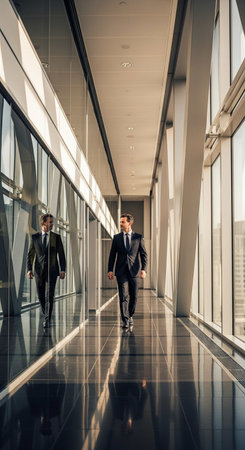 Businessman walking in the corridor of a modern office building. Business conceptの写真素材