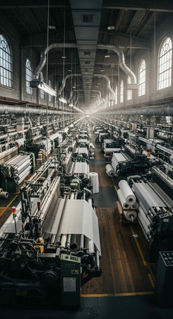 Textile industry. Textile factory interior. Textile industry.の写真素材