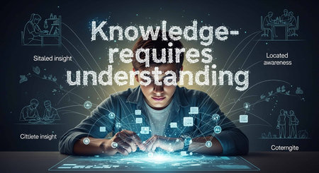 Young man at table using tablet pc with knowledge resources concept on backgroundの写真素材