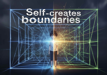 young asian woman holding virtual screen with self-confident wordsの写真素材