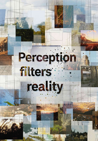 Conceptual image with text on abstract background, collage.の写真素材