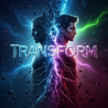 Conceptual image with a woman and the word TRANSFORM.