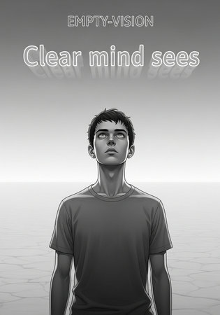 Creative illustration of a young man in a black t-shirt.