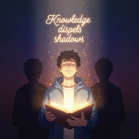 Handsome young man reading a book in front of his friends
