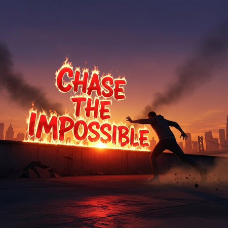 Silhouette of a man running in front of a wall with the text Change the impossible.
