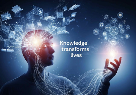 The concept of business, technology, the Internet and the network. A young entrepreneur working on a virtual screen of the future and sees the inscription: Knowledge resourcesの写真素材