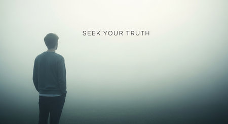 Young man standing in fog