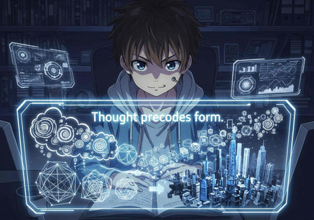 A teenage boy with a book in his hands and a hologram of the future in his hand. The concept of...