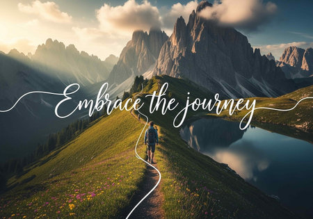 Hike in the Italian Dolomites. Wanderlust.の写真素材