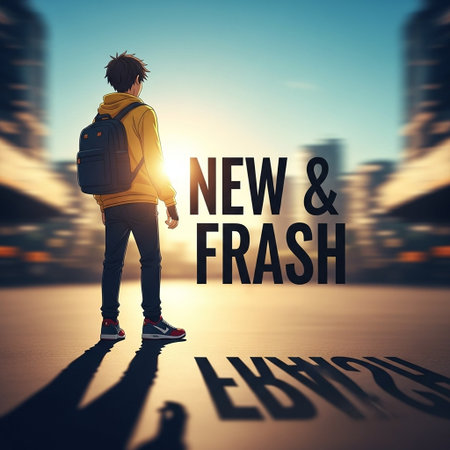 Full length of young man with backpack standing on the road and looking at the text