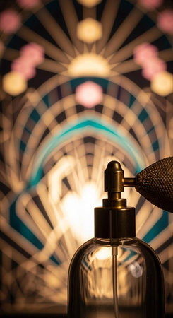 Perfume bottle on the background of the image of a ferris wheelの写真素材