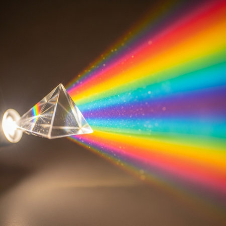 Magic crystal on a rainbow background. Shallow depth of field.の写真素材