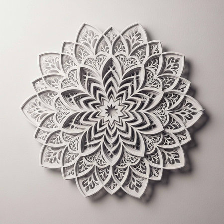 Mandala on a white wall. Decorative element for design.の写真素材
