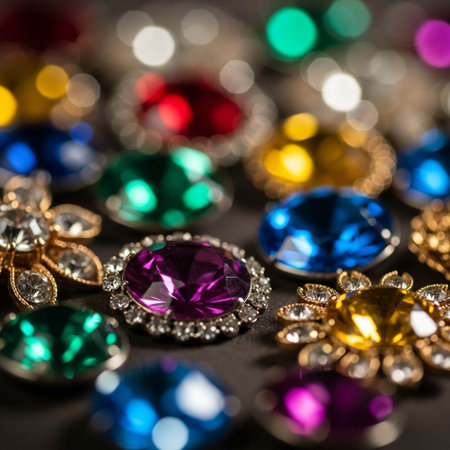 Jewelry and gems on a dark background close-up.の写真素材