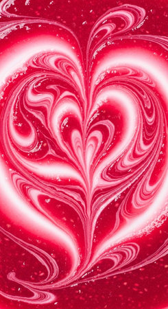 Abstract heart-shaped pattern on a red background. Valentine's Day.